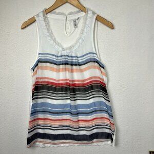 Elle Striped Sleeveless Lined Shirt Size:Small